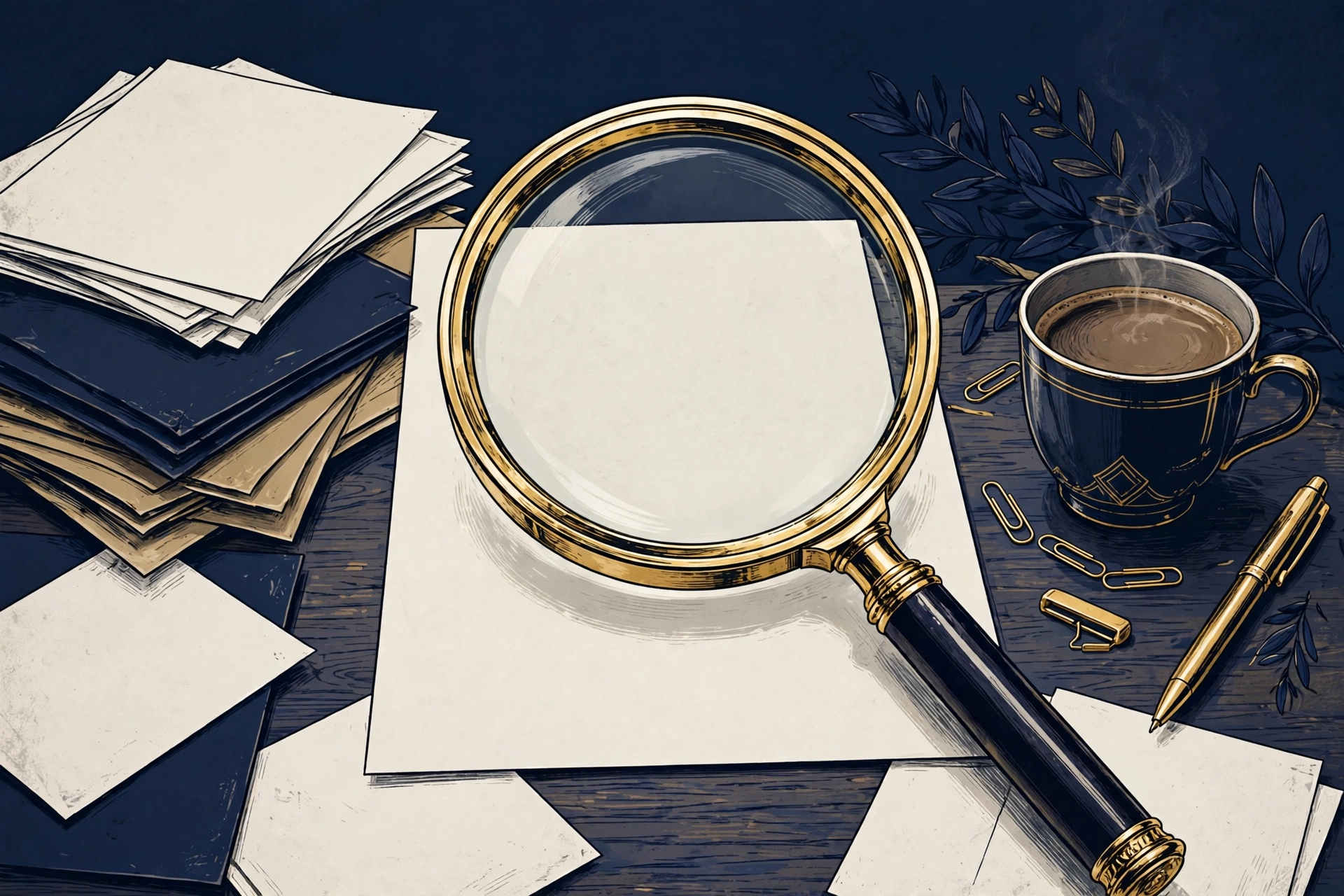 A magnifying glass examining a resume, representing how recruiters scrutinize freelance work