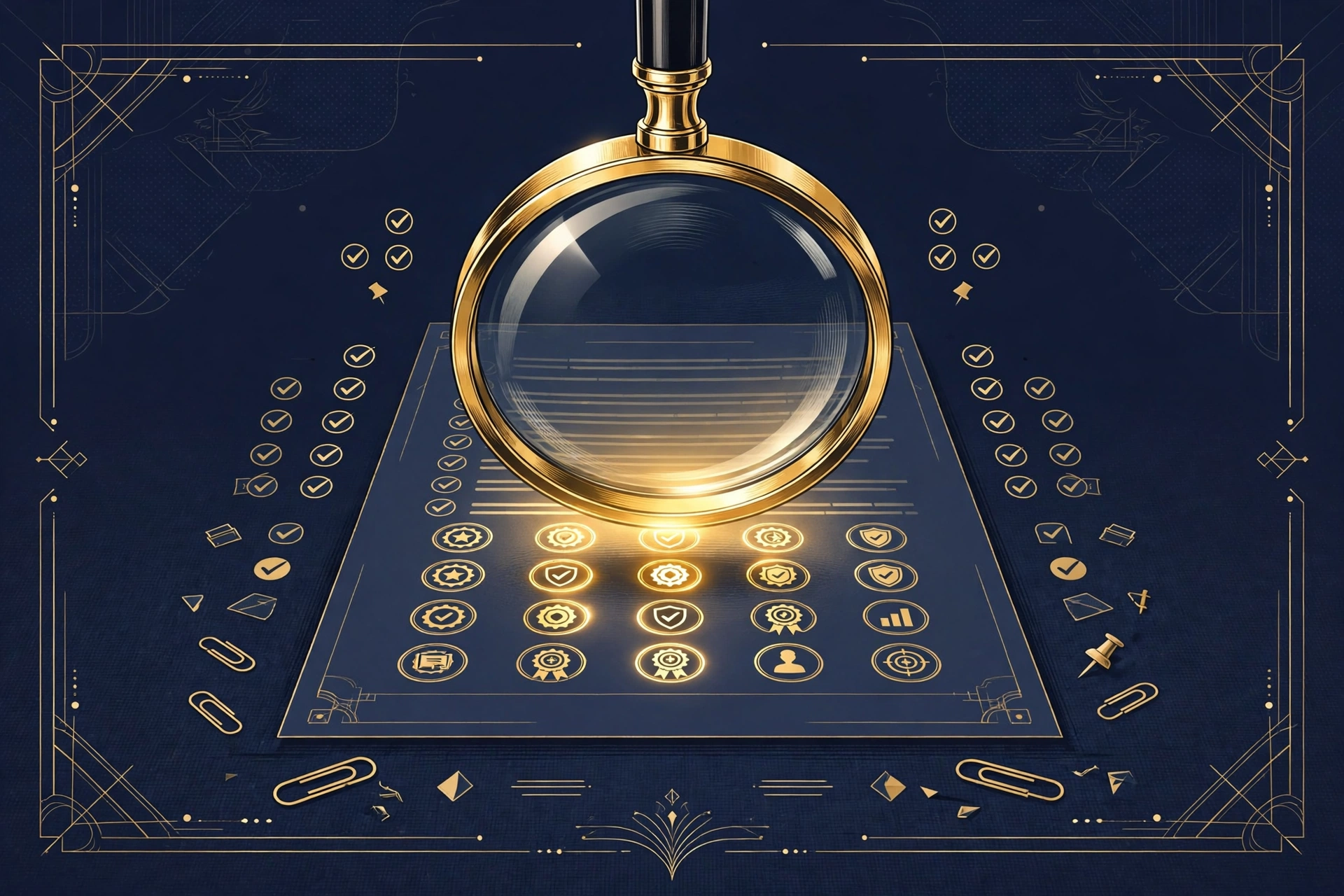 A magnifier over a resume highlighting skills